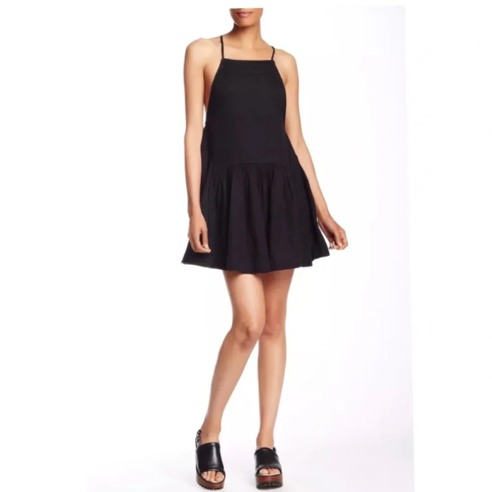 NWT $128 Free People Skipping Stones Tunic Dress Black [ Small ]‎ #110